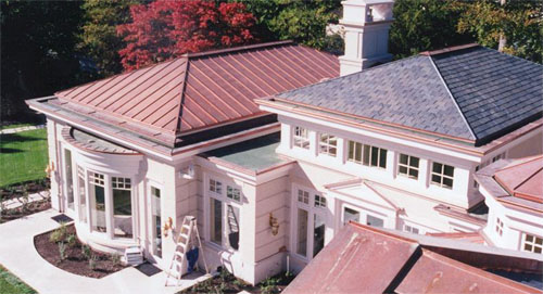 Hand-formed copper standing seam roof on the Osler Street heritage estate in Vancouver